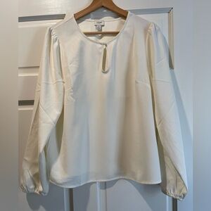 J. Crew Cream Keyhole Blouse